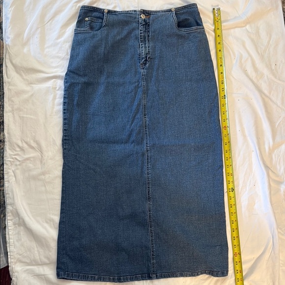 cleo Dresses & Skirts - Cleo Blue Stretch Denim Maxi Skirt with back slit. Size 12.